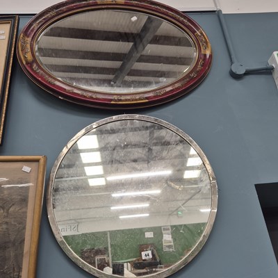 Lot 44 - Two vintage mirrors Ø 60cm and 60 × 84cm