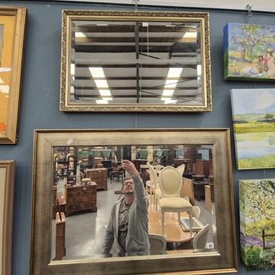 Lot 57 - Two wall mirrors 66 × 91cm and 51 × 73cm, and...