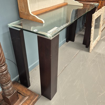 Lot 67 - A modern designer glass top console table H 75...