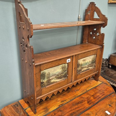 Lot 69 - A wall cabinet with painted panel doors H 63 W...