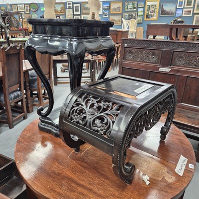 Lot 100 - An oriental ebonised low table H 40 W 68 D...