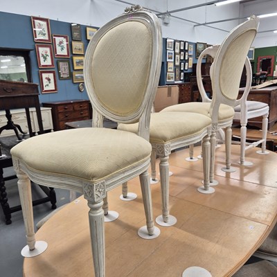 Lot 123 - Three french style side chairs with yellow...