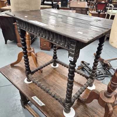 Lot 130 - A Georgian oak occasional table with bobbin...