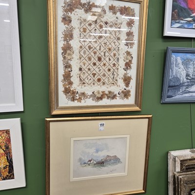 Lot 153 - A small watercolour and a collage picture