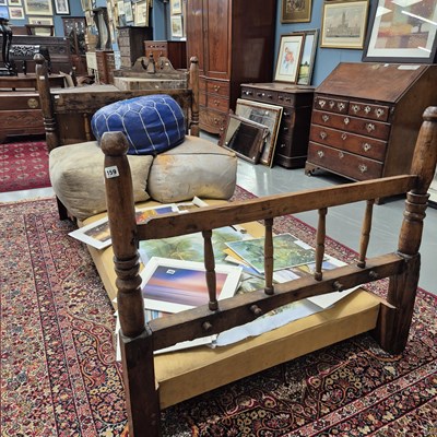 Lot 159 - An 18th/19th century rustic oak single bed H...