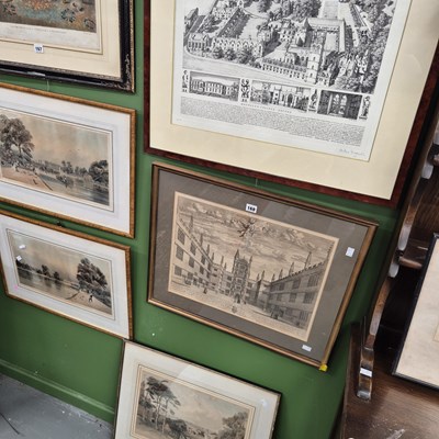 Lot 168 - Two antique watercolours, and three engravings