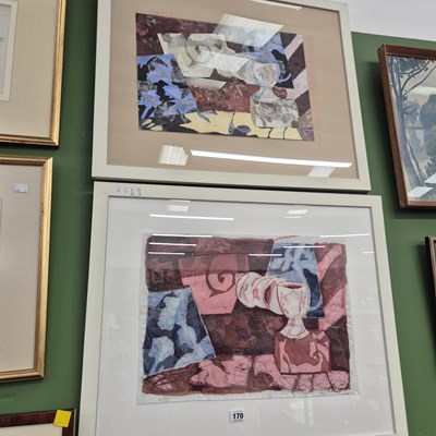 Lot 170 - A pair of interesting textile collage still...