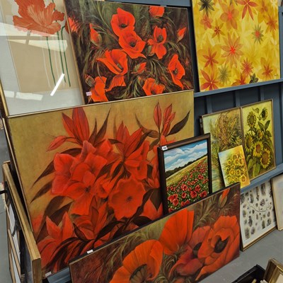 Lot 184 - A collection of colourful, floral and other...