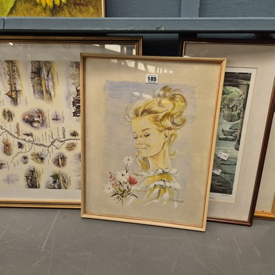 Lot 185 - A mid century watercolour portrait of a girl...