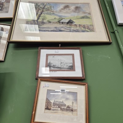 Lot 191 - A pastel landscape, a small watercolour, and a...