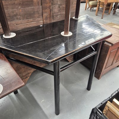 Lot 198 - An oriental ebonised side table H 80 W 136 D 61cm