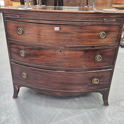 Lot 213 - A Georgian mahogany bow-front bachelor's chest...