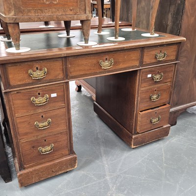 Lot 216 - A late Victorian mahogany twin pedestal desk H...