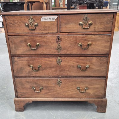 Lot 217 - An 18th century mahogany chest of five drawers...