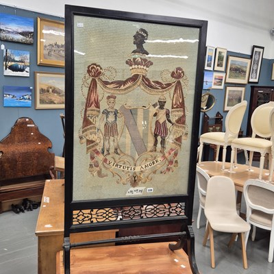Lot 228 - A 19th century embroidered firescreen H 132 W...