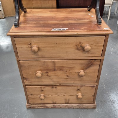 Lot 229 - A pine chest of three long drawers H 92 W 78 D...