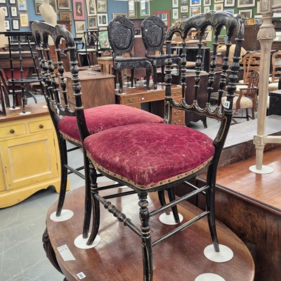 Lot 243 - A pair of Victorian bedroom/salon side chairs