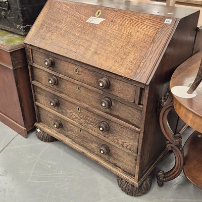 Lot 247 - An 18th century oak bureau H 103 W 92 D 52cm