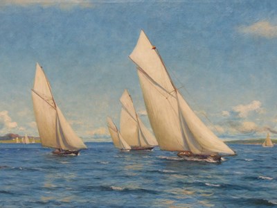 Lot 1325 - Nils Gude (1859-1908), yachts at sea racing,...