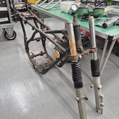 Lot 843 - Yamaha motorcycle frame, with front forks