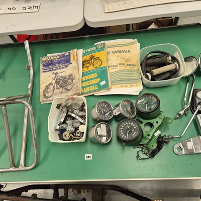 Lot 845 - Quantity of speedometers, handbooks, chrome...