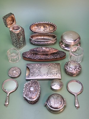 Lot 1335 - Seven silver and silver mounted dressing table...
