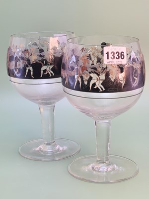 Lot 1336 - A pair of Bohemian Art Deco signed glass...