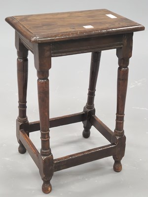 Lot 1355 - An 18th century oak joint stool, the turned...