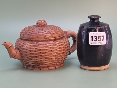 Lot 1357 - A Henan glazed jarlet,  H 9.5cm, together with...