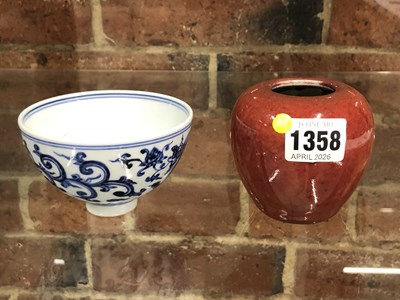 Lot 1358 - A Chinese sang du boeuf jarlet together with a...