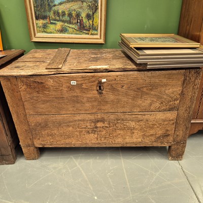 Lot 270 - A large rustic plank coffer H 76 W 130 D 82cm