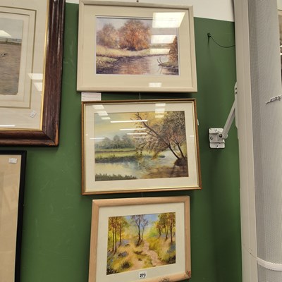 Lot 273 - Three watercolours, framed and glazed