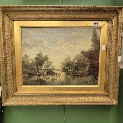Lot 275 - An early 20th century oil on canvas, cattle...