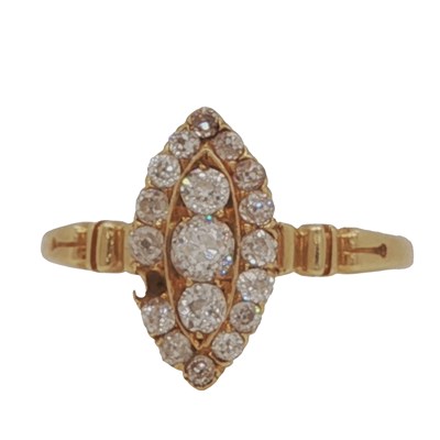 Lot 1126 - An antique navette shape old cut diamond...