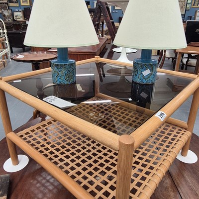 Lot 286 - A pair of retro table lamps and a coffee table...