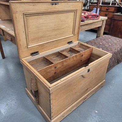 Lot 298 - A large antique pine carpenter's tool chest H...