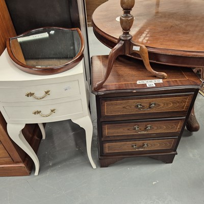 Lot 321 - A bedside cabinet, a wine table, a mirror, and...