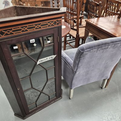 Lot 328 - A 19th century corner cabinet with glazed door,...