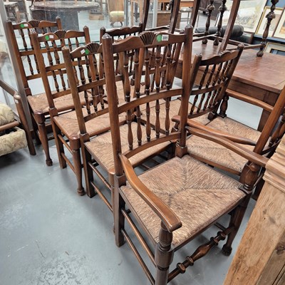 Lot 331 - A set of eight Lancashire spindle back dining...