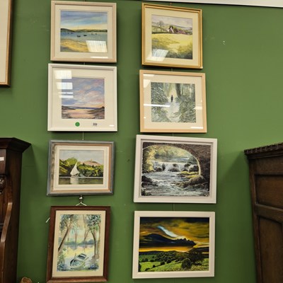 Lot 333 - Eight various watercolour and acrylic paintings