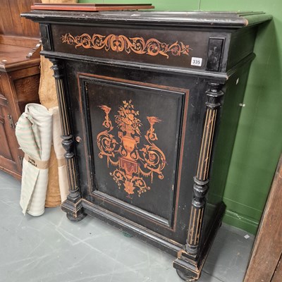 Lot 335 - A Victorian ebonised and inlaid side cabinet H...