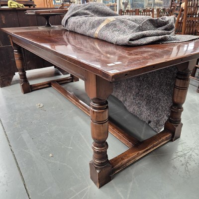 Lot 338 - A large oak refectory table H 77 W 213 D 91cm
