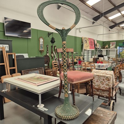 Lot 344 - A vintage rattan bird cage stand