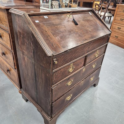 Lot 349 - An 18th century oak bureau H 102 W 95 D 51cm