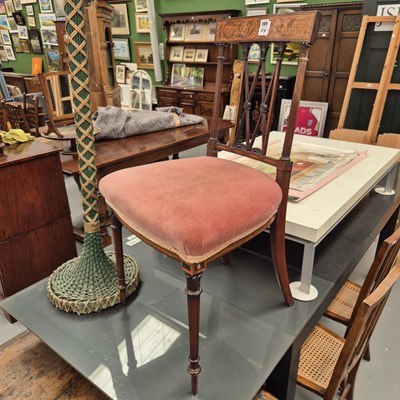 Lot 369 - An Edwardian inlaid bedroom chair and two...