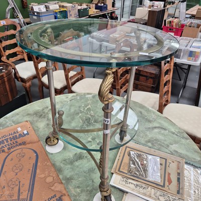 Lot 373 - A good quality steel, brass and glass-topped...