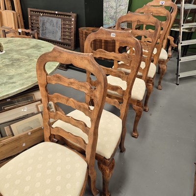 Lot 378 - A set of eight rustic ladder back dining chairs