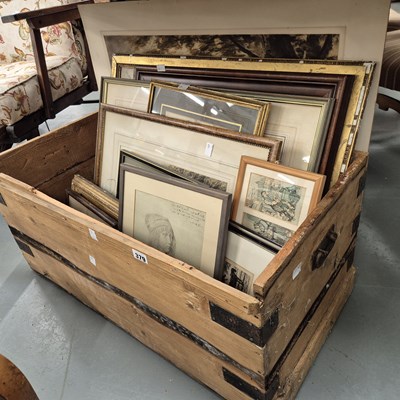 Lot 379 - An antique pine box containing a large...