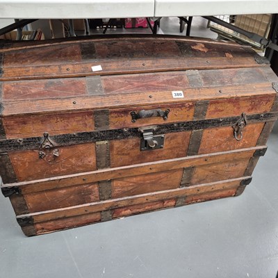 Lot 380 - A vintage dome top trunk H 57 W 87 D 51cm