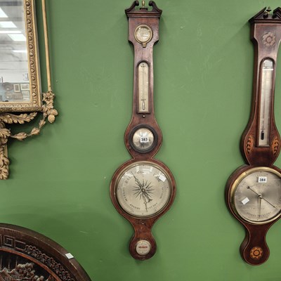 Lot 383 - A Regency mahogany five-glass banjo barometer